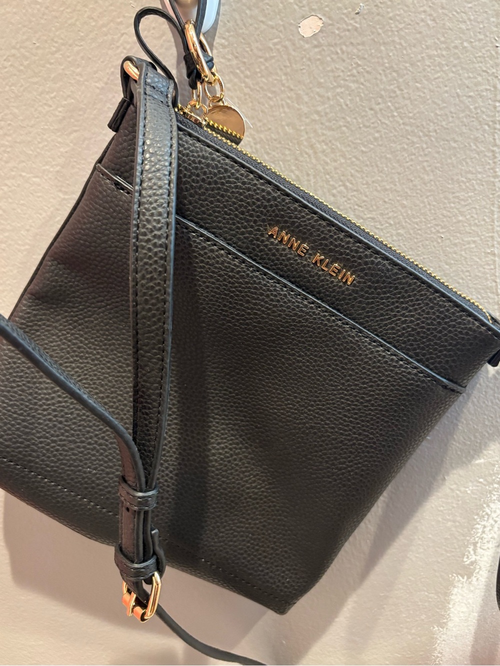 Anne Klein Black Crossbody Bag with Gold Accents